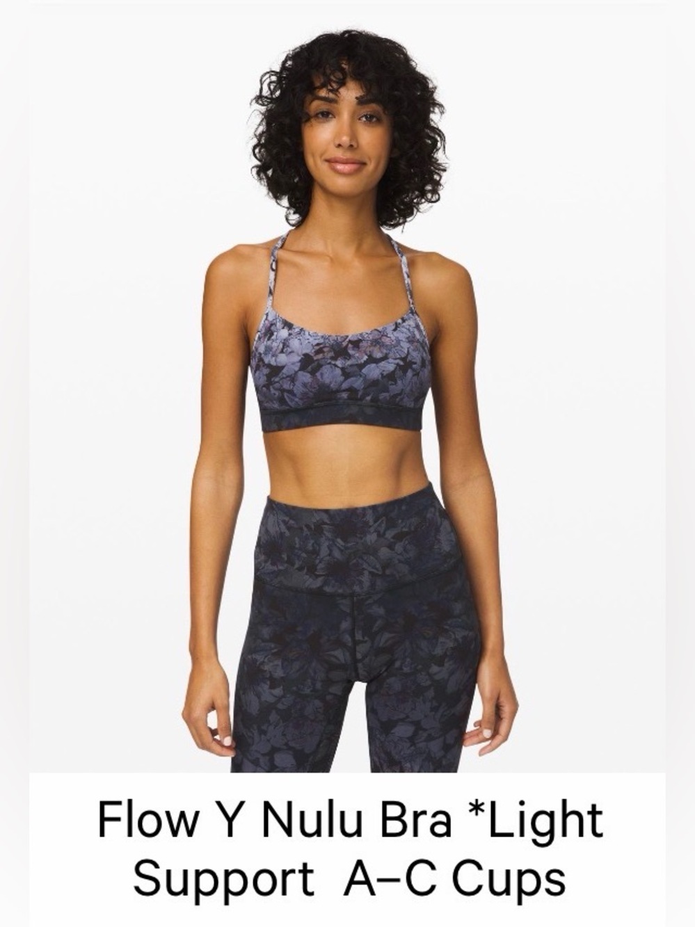 lululemon athletica Flow Y Nulu Light Support Sports Bra - Black Floral Print